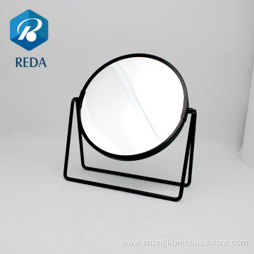 standing handheld framed double sided round mirror